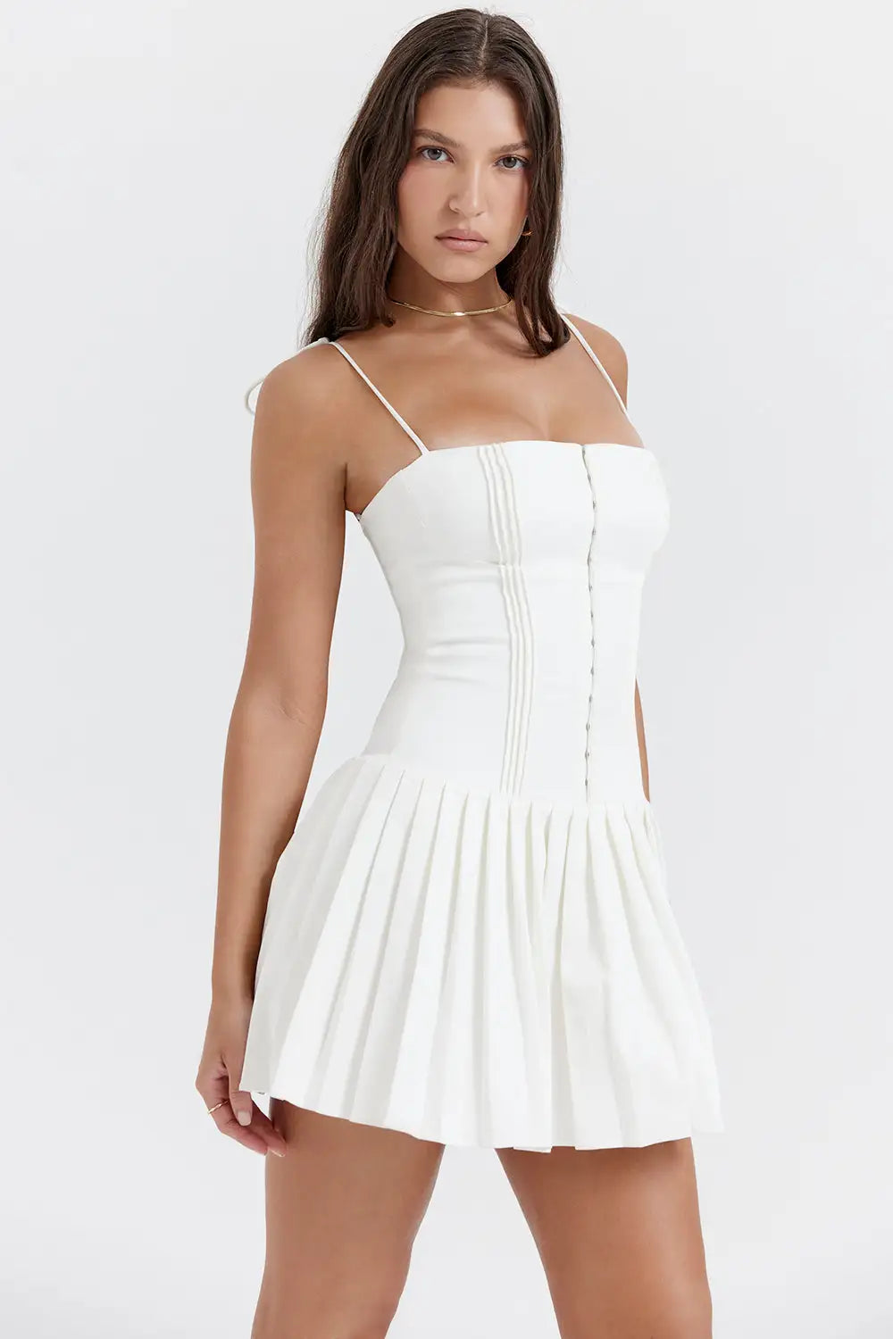 Vestido Plisado Blanco
