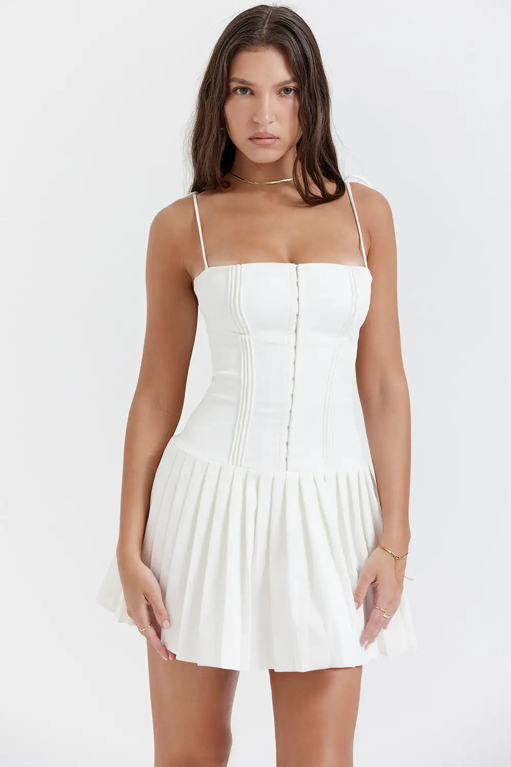 Vestido Plisado Blanco
