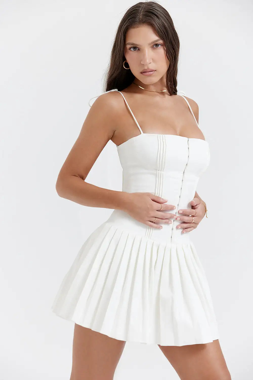 Vestido Plisado Blanco